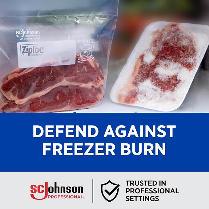 SC Johnson Professional Ziploc Quart Food Storage Freezer Bags, 9 Boxes x 60 Count, 540 Total Bags