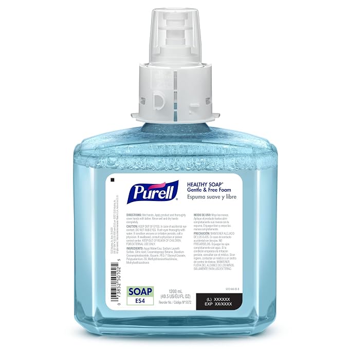 PURELL Brand HEALTHY SOAP Gentle & Free Foam, Fragrance Free, 1200 mL Hand Soap Refill for PURELL ES4 Manual Soap Dispenser (Pack of 2) - 5072-02 - Manufactured by GOJO, Inc.