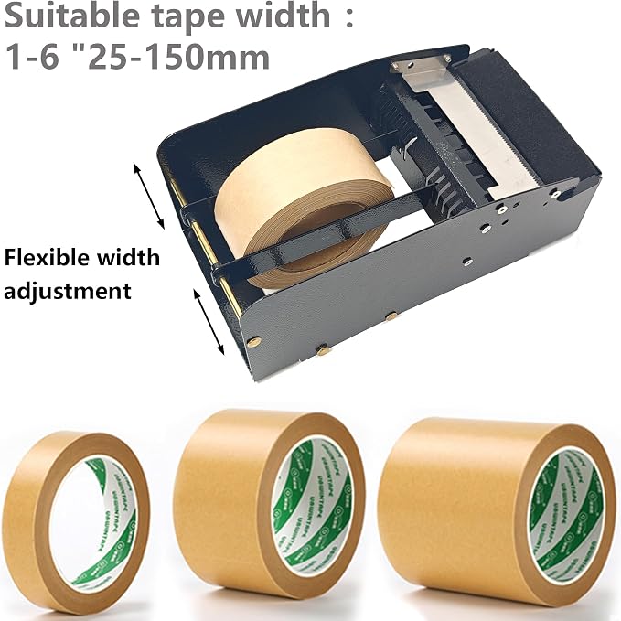 Manual Adjustable Width Kraft Paper Tape Cutter, Suitable for a Maximum of 6-inch Wide Tape, with a Water Brush Cutter, Used for Cardboard Packaging of Express Boxes and Gift Boxes