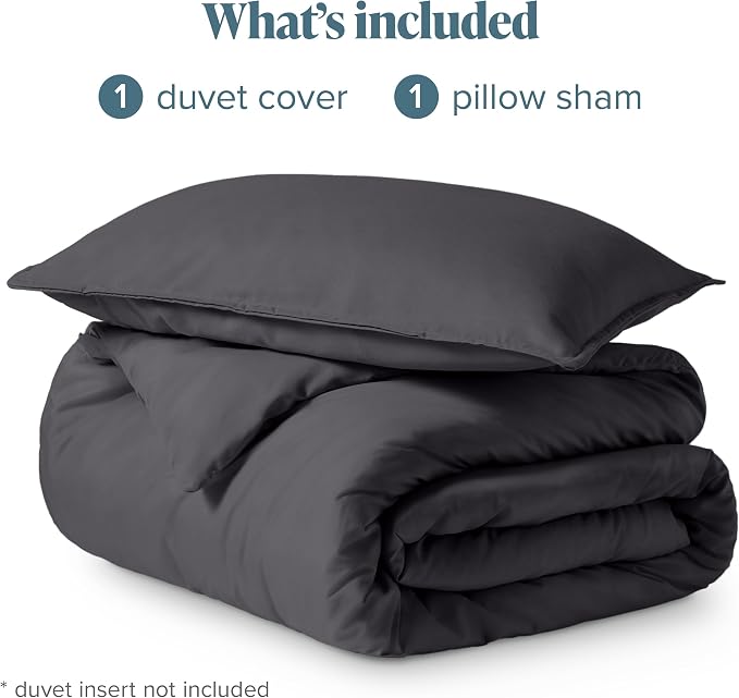 Bare Home Bedding Duvet Cover Extra Long Size - Premium 1800 Super Soft Collection - Lightweight, Cooling - Soft Breathable Bedding Duvet Cover (Twin/Twin XL, Forged Iron Grey)