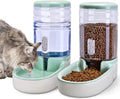 Kacoomi Automatic Dog Cat Feeder and Water Dispenser Gravity Food Feeder and Waterer Set with Pet Food Bowl for Small Medium Dog Puppy Kitten, Large Capacity 1 Gallon x 2