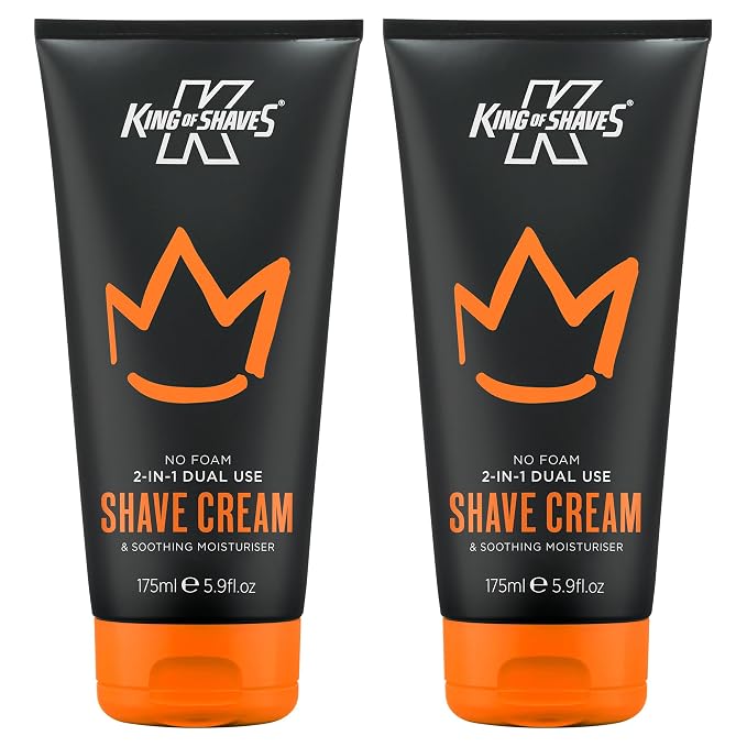 King of Shaves 2 in 1 No Foam Shave Cream & Post Shave Moisturiser for Men, Precision Shaving Gel for Sensitive Skin, Reduce Razor Burn 86% Naturally Derived, Made in UK, Vegan 2 X 5.92 fl oz