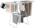 VEVOR Clothes Drying Rack, 2-Tier Foldable Laundry Dryer Rack with Sock Clips & 21 Drying Rods, Metal Height Adjustable Drying Racks for Outdoor & Indoor, Free-Standing & Space-Saving Hanger, White