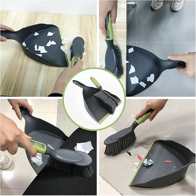 WDDBHSKN Dust pan Broom Dustpan Brush - Dust Pans with Brush, Dustpan and Brush Set, Handheld Broom and Dustpan Set are Used to Clean Kitchens, Floors, Tables, and Animal Cages.