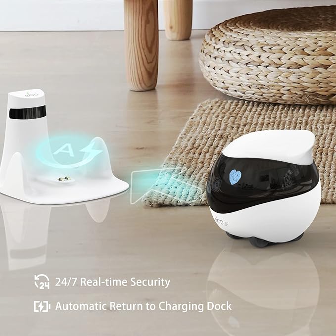 Enabot EBO SE Home Robot Camera: 1080P Mobile FamilyBot Pet Companion | Whole-Home Mobility, Two-Way Talk, Night Vision, Local Storage, Auto-Recharge, Long Distance Gift for Family/Pet