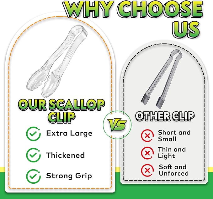 48 Pack Plastic Tongs for Serving, 9 Inch Heavy Duty Hard Plastic Serving Tongs with Scalloped Tips, BPA-Free Reusable or Disposable Serving Utensils for Buffets, BBQ, Parties & Catering