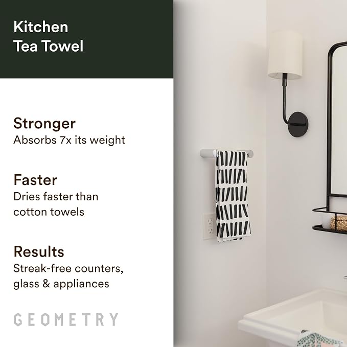 GEOMETRY Kitchen Tea Towels - Quick Dry Microfiber Dish Towels for Kitchen All Lined Up, 18" x 30" 1 Pack