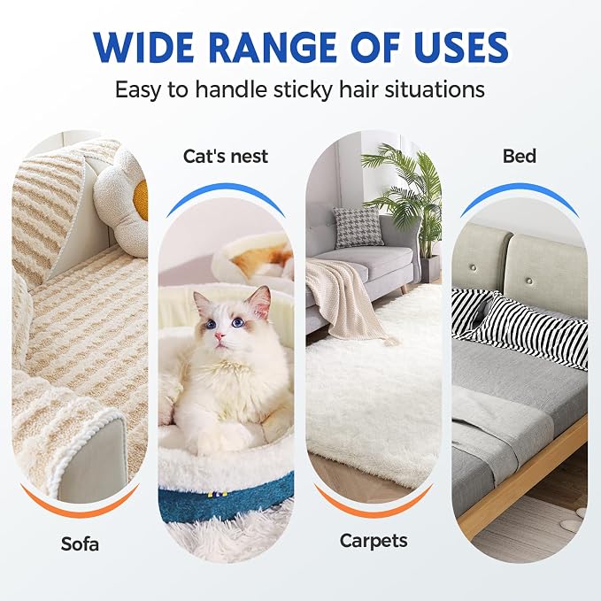 Pet Hair Remover for Furniture, Multifunctional Washable Lint Brush 4 in1 Cat and Dog Hair Removal Tool for Couch with 17inch Long Handle for Furniture, Couch, Carpet, Clothes and Laundry(2PCS)