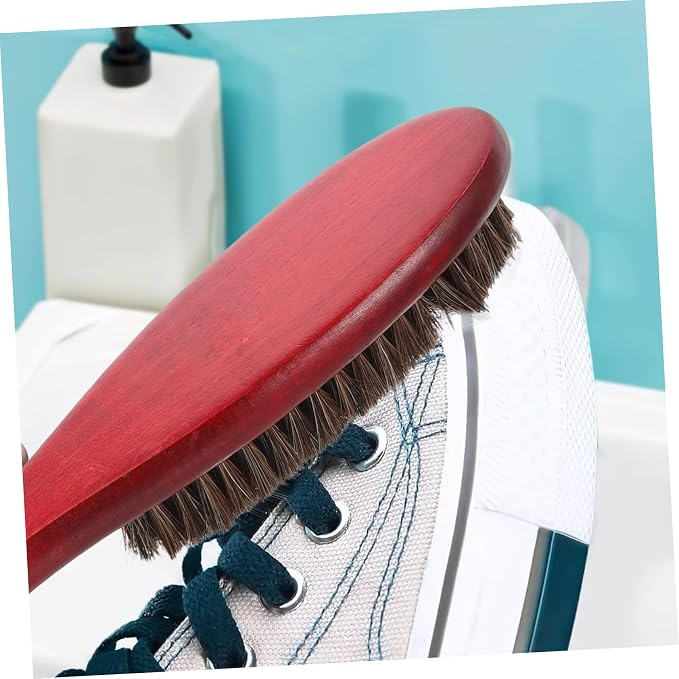 NOLITOY 4pcs Shoe Cleaner Brush Handle Horsehair and Cleaning Tool for Shoes Double-Sided Design for Polishing and Dust Removal