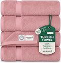 SALBAKOS 4-Piece 100% Turkish Cotton Bath Towels, 27x54 inch, Rose | Standard Size, 630 Gsm Thick Super Soft Highly Absorbent Quick-Dry Bathroom Towel, Premium Hotel & Spa Quality Made in Turkey