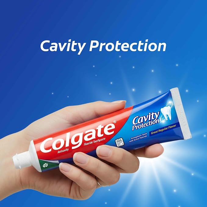 Colgate Cavity Protection Fluoride Toothpaste, Mint, 6 Pack, 6 oz | Bulk Anticavity Adult Toothpaste, Fights Cavities, Enamel Strengthening, ADA Accepted, Great Regular Mint Flavor