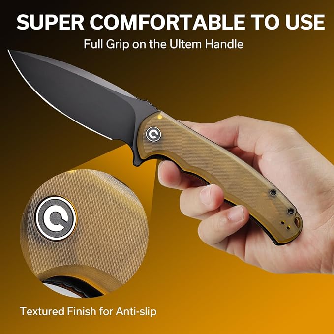 CIVIVI Praxis Large Folding Pocket Knife for EDC, 3.75" Blade C803M | Modern Aesthetics Ultem Handle, Comfortable Grip, Liner Lock, Deep Carry Reversible Clip for EDC