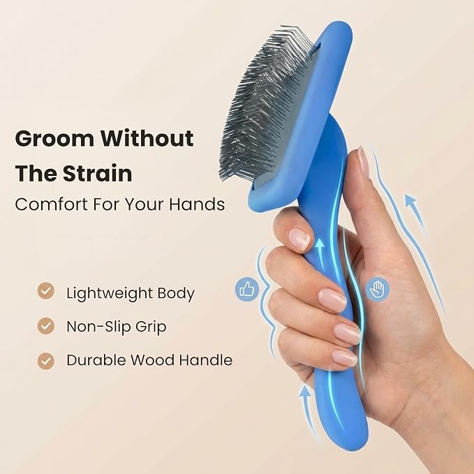 We Love Doodles Large Slicker Brush & Lavender Detangler Spray Pack - for Long-Haired Dogs, Dog Leave-In Conditioner for Reducing Mats, Knots & Tangles, Dematting & Conditioning Kit, 16 oz
