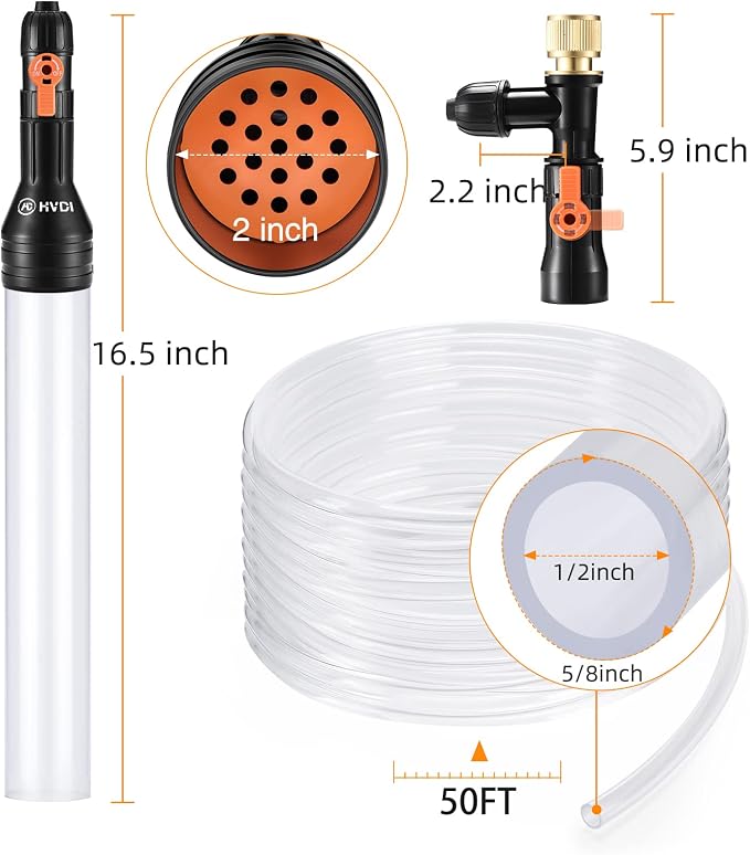 enomol Gravel Vacuum for Aquarium Water Changer Fish Tank Cleaning Tools,Siphon Universal Quick Pump Aquarium Water Changing (50ft)