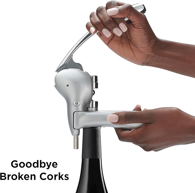 Rabbit Lever Corkscrew Wine Opener with Built-In Foil Cutter – Easy-to-Use Manual Wine Bottle Opener for All Cork Types, Ergonomic Design for Effortless Uncorking