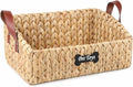 Trapezoid Pet Dog Toy Basket,Medium Dog Toy Bin,Wicker Storage Basket for Dog Cat Toys,Dog Storage Organizer for Leash Blanket Toys Snacks -Natural Farmhouse Water Hyacinth