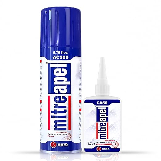 MITREAPEL CA Glue with Activator (1.7oz-6.7 floz) Instant Bond Professional Cyanoacrylate Adhesive and Super Glue Accelerator for Woodworking,Ceramic,3D Printing,Glass, DIY&Craft, Plastic,Repair