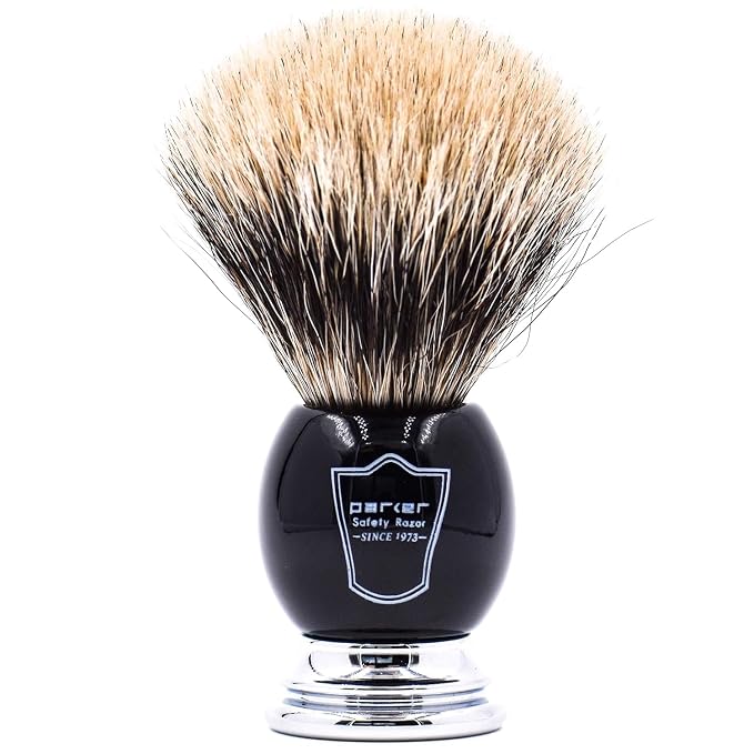 Parker Safety Razor 96R Men's Classic Bronze Butterfly Open Safety Razor Shave Set - Includes 3-Band Pure Badger Shave Brush, Chrome Stand & 5 Premium Double Edge Blades