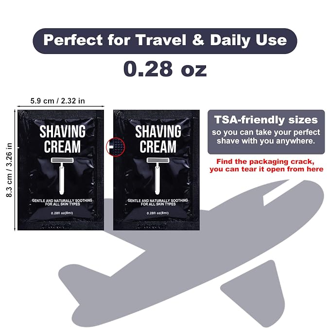 Travel Shaving Cream Bulk for Men 8ml/0.28fl oz,Disposable Shaving Cream in Bulk Individual Travel Shave Cream for Hotel Homeless Charity Home Nursing (Jasmine,Pack of 50)