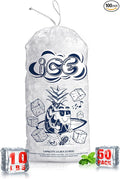 50 Pack Ice Bags 10 lb with Drawstring, Heavy-Duty Ice Bags for Ice Machine(2 Mils Thickness)