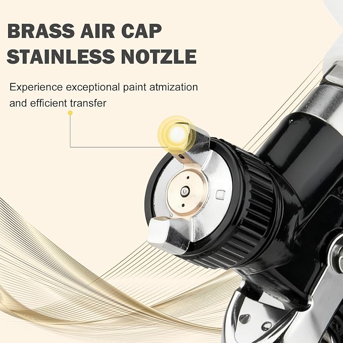Mini HVLP Air Spray Gun with 0.8/1.0 mm Nozzles and 5pcs 200ML Disposable Paint Cups, 125 cc Cup Gravity Feed Air Paint Sprayer Touch UP Spray Gun for Car Furniture Painting, Detail Repair (Black)