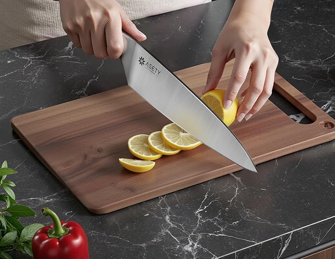 ASETY Knife Block Set, 15 PCS Knives Set for Kitchen, Stainless Steel | Ultra Sharp Kitchen Knife, Full Tang One-Piece Knife Set with Built-in Sharpener, Ergonomic Non-Slip Handle, Elegant Box