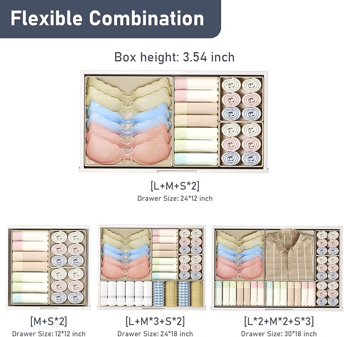DIMJ Drawer Organizer Clothes Storage - 30 Pack Baby Dresser Organizer for Nursery, Small Fabric Closet Drawer Organizer Bins for Underwears Socks, Foldable Storage Dividers Organization for Bedroom