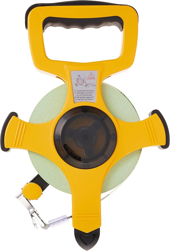 Komelon 8811 Fast Back Open Reel Long Tape Measure with Double Nylon Coated Fiberglass Blade 100-Feet by 1/2-Inch, Yellow,White