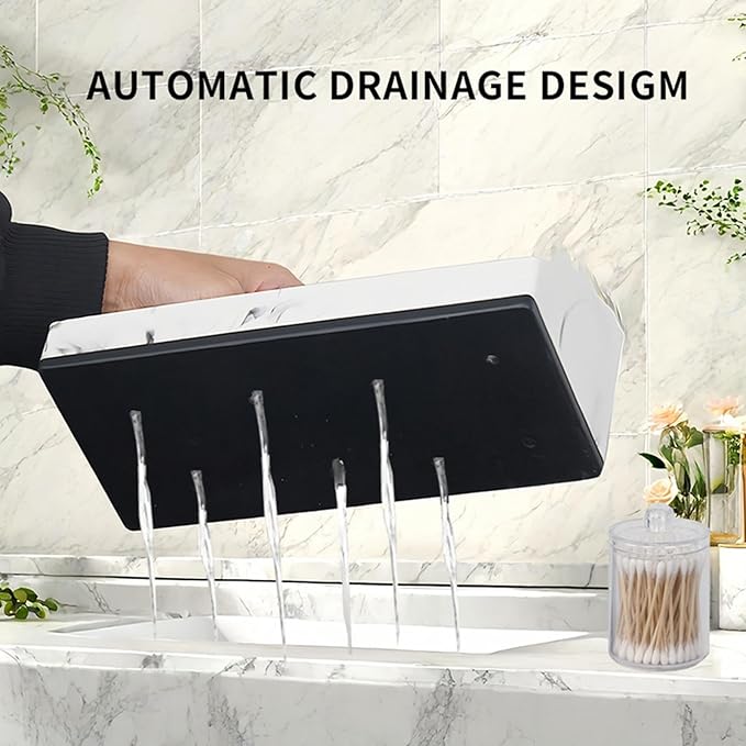 Bathroom Counter Organizer Toothbrush Holder Durability Home Use 5 Compartments Resin with 3 Qtip Holder Toothbrush Organizer (White)
