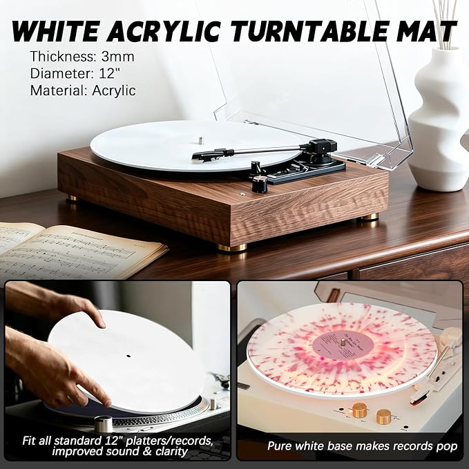 8-in-1 Vinyl Record Cleaning Kit with Acrylic Turntable Mat,Velvet Brush,Anti-Static Record Brush,Nano Fiber Brush,Stylus Brush,Cleaning Cloth for LP Albums