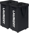 CHICVITA Laundry Hamper with Wheels & Removable Wash Bags -2 Pack, 75L Tall Laundry Basket for Dorms, Large Collapsible Hamper for Corner Spaces - Black