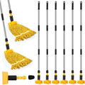 Thyle 6 Pack Stainless Steel Commercial Mop Handle for Floor Cleaning, 3 Section Replaceable Mop Stick Replacement with Jaw Clamp, Heavy Duty Replacement Pole for Home Garage Office, 55 Inch
