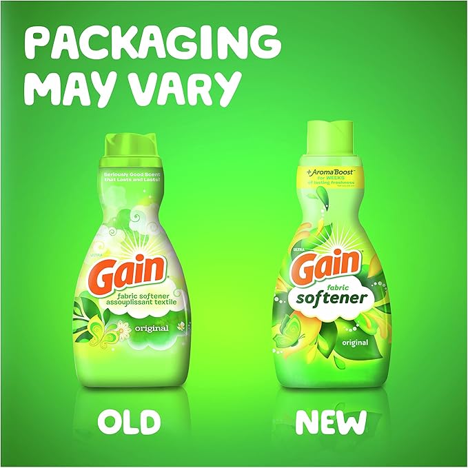 Gain Laundry Fabric Softener Liquid, Original Scent, 41 Fl Oz, 48 Loads, He Compatible, Pack Of 4, (Packaging May Vary)