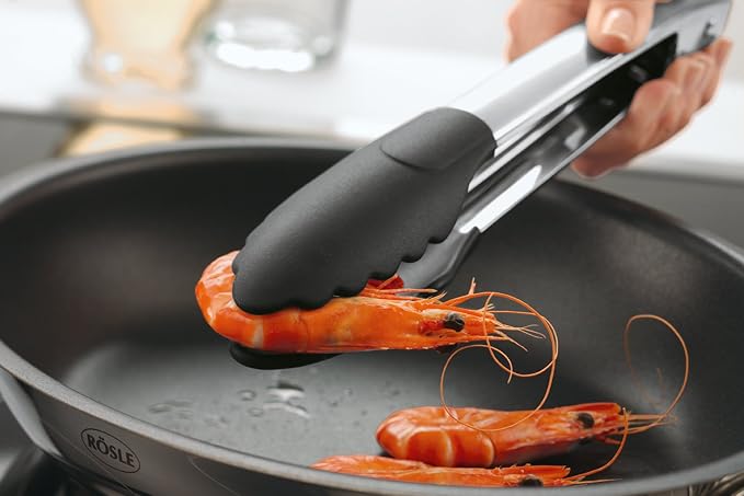 Rösle Stainless Steel 9-inch Silicone Coated Locking Tongs