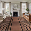 5 x 8 Ft Area Rugs for Living Room, Brown Metal Hole Indoor Accent Rugs for Bedroom, Copper Net Eye Hole Pattern Decorative Modern Carpet Washable Low Pile Non Slip Rug for Dining Room
