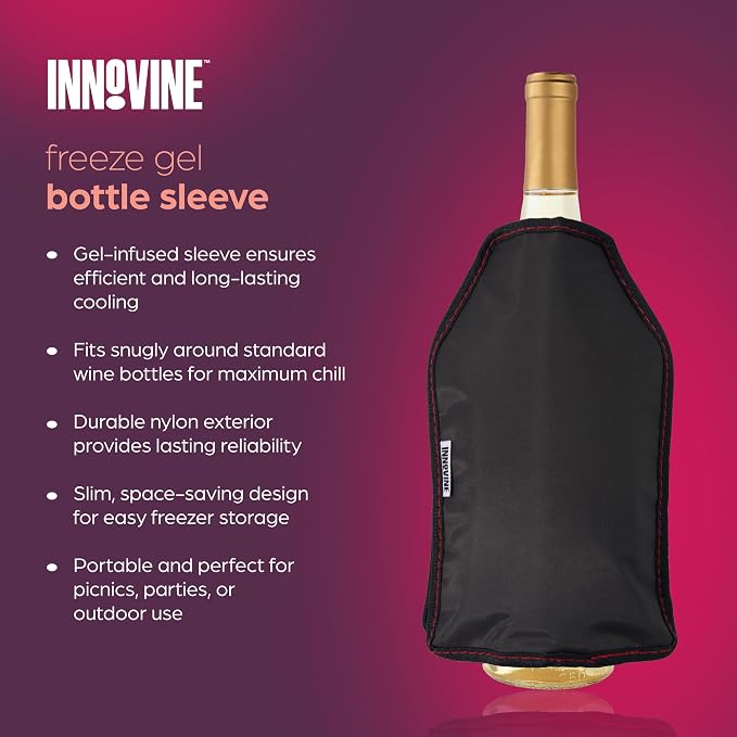 Chilled Wine Pro 5-Piece Gift Set, Graphite – Vacuum Pump Wine Saver with 2 Stoppers, Double-Hinge Waiter’s Corkscrew, Freeze Gel Wine Bottle Sleeve | Preserve, Uncork & Chill