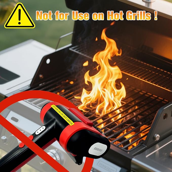 Electric Grill Brush Bristle for Outdoor Grill, Grill Cleaning Brush Rechargeable BBQ Cleaner Brush Head,Safe Grill Brush with Scraper for Cast Iron Stainless-Steel Grates,Red