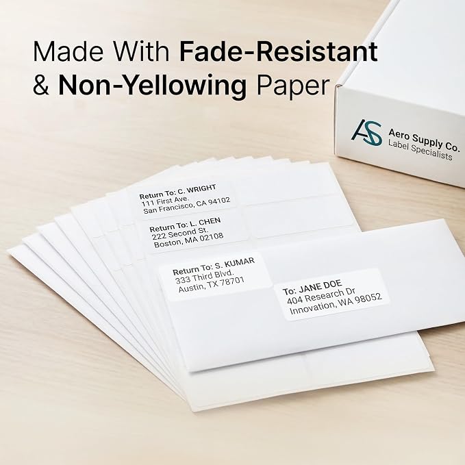 4" X 1.33" Matte White Printable Address Labels (100 Sheets, 1400 Stickers) Mailing Labels for Envelopes, File Folder Stickers for Laser & Inkjet Printers - Spartan Industrial Template R018