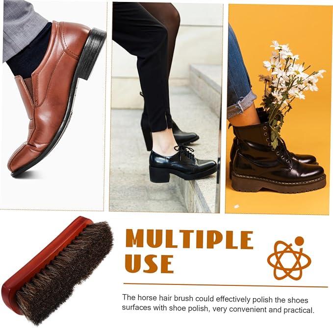 4pcs Portable Wooden Horsehair Shoe Brush for Cleaning Small Scrubber for Boots and Shoes Material for Polishing and Maintaining Footwear