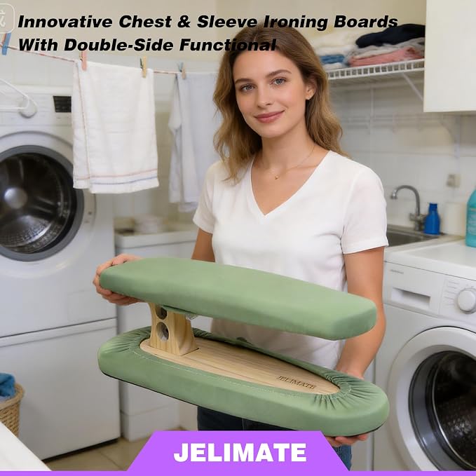 Padded Pants & Sleeve Ironing Boards, Green | Thick Soft Cotton Padding, Double Side Wooden, Tailor's Sleeve Ironing Stool, Removable Cotton Cover