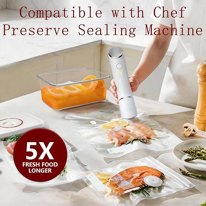 30-Pack Vacuum Sealer Bags Compatible with Chef Preserve – BPA-Free, 15 Medium (10×11 in) + 15 Extra Small (8×8 in), Reusable Leak-Proof Food Storage Bags for Freezer, Microwave & Sous Vide