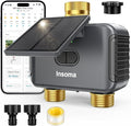 Insoma Solar WiFi Water Timer 2 Zone, Solar&Type-C Rechargeable Smart Sprinkler Timer w/Adjustable 120° Solar Panel, APP&Voice Control Automatic Irrigation for Garden Hose Lawn, No Gateway Required