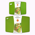 Thick Cutting Boards for Kitchen Silicone Chopping Board Set of 2 Mid 12.6'' x 9.1”,Mini 9.1”x7.1” Non-slip Deep Drip Juice Groove Easy Grip Handle,Dishwasher Safe-Green