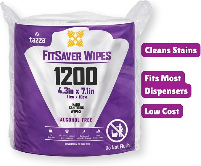 Tazza TAZZAWP1200 Wet Wipes - Bulk 4 x 1200 Ct, Durable Pre-Saturated Cleaning Gym Equip Wipes. 1 penny a wipe!