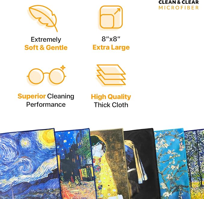 Extra Large [25 Pack] World Best Classic Art Collection - Ultra Premium Quality Microfiber Cleaning Cloths (Best for Camera Lens, Glasses, Screens, and All Lens.)