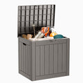 DRATO 35 Gallon Outdoor Storage Box Waterproof, Lockable Resin Deck Box for Patio Furniture, Pool Supplies & Garden Tools, Weatherproof Outside Storage Bin for Backyard Porch (Grey, 35 Gallon)