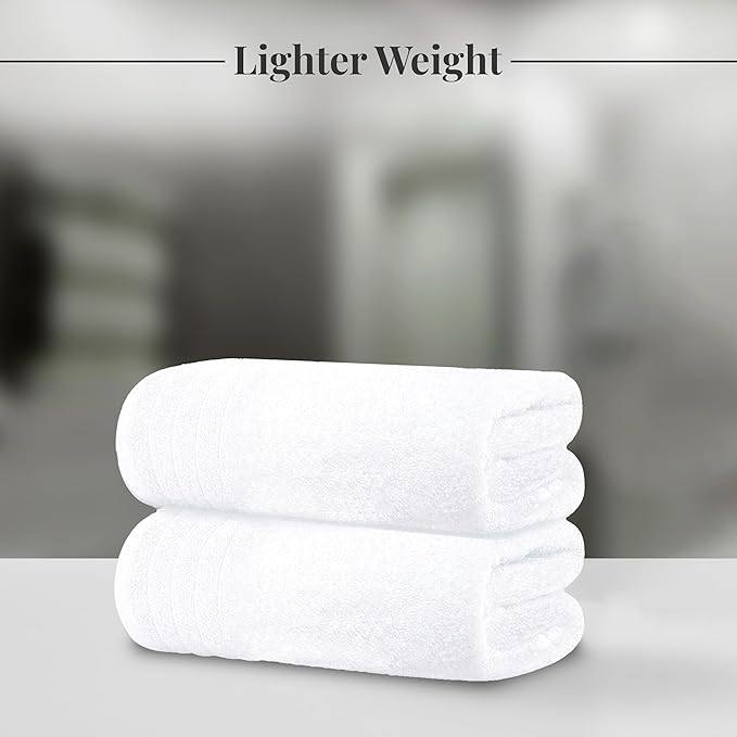 Tens Towels 4 Piece Extra Large Bath Towels 30 x 60 Inches, White | 100% Cotton, Larger & Lighter Weight, Quicker to Dry, Super Soft and Absorbent, Perfect for Bathroom