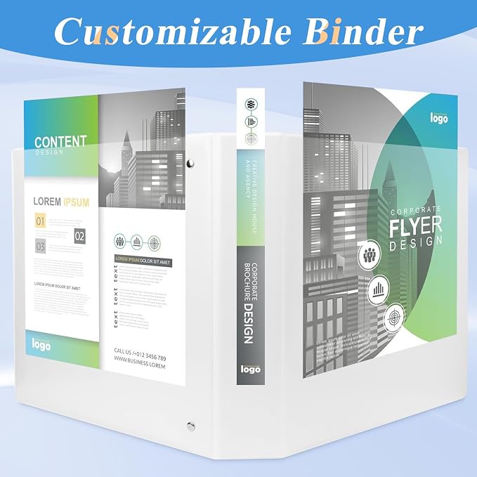 CIXILDTS 2 Inch D Ring Binders, 3 Ring Binder Fit US Letter Size Paper, 2" Slant D Ring View Binder with 2 Pocekts, 6-Pack, White