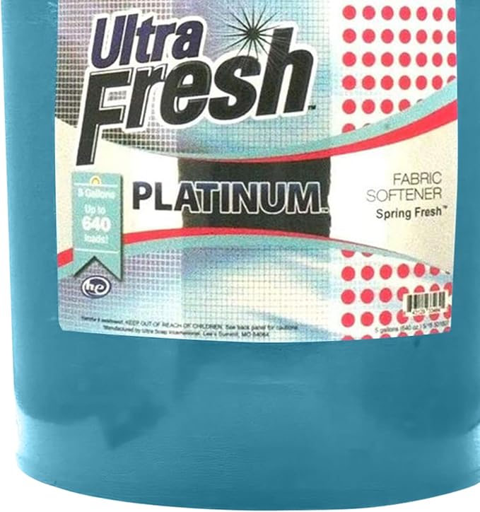 Ultra Fresh Platinum 5 Gallon Spring Fresh Scented Fabric Softener Liquid with Pump for Easy Dispensing for Up to 640 Laundry Loads (2 Pack)