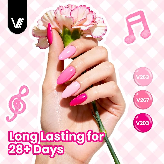 VANREESA 24 Pcs Gel Nail Polish Set -Trendy Colors Gel Polish with Base Coat & 4 Effects of Top Coat White Pink Red Orange Yellow Green Brown Blue Purple Gel Polish Set Nail Kit Gifts for Women Girls